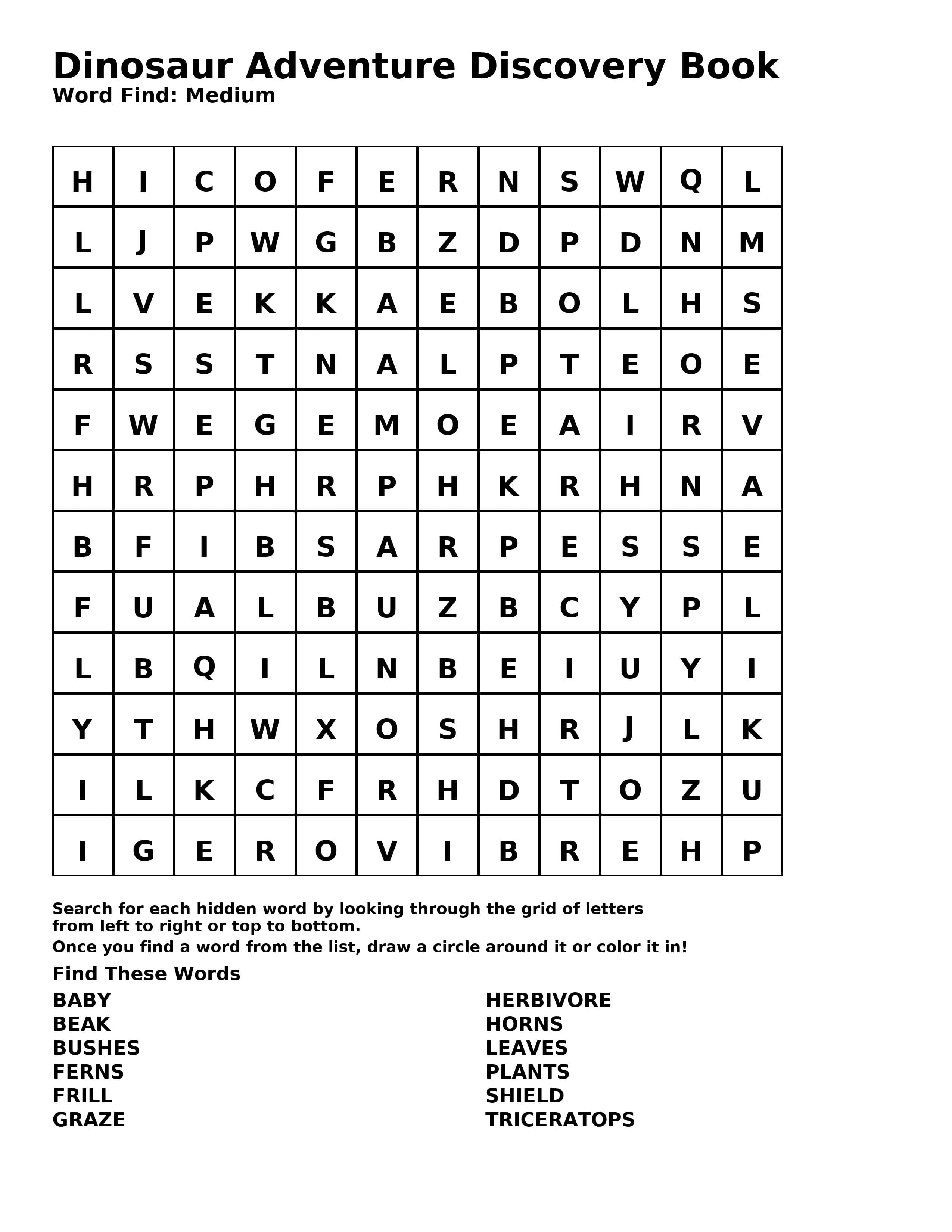 Word Search puzzle sample